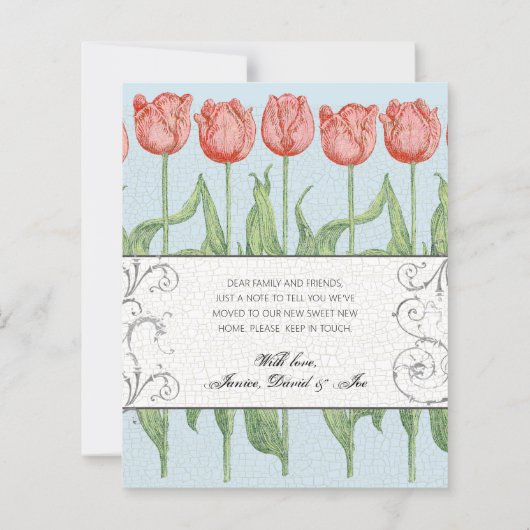 roze Tulip Floral budget Moving Kaart (Achterkant)