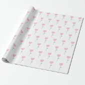 Roze Tulip Floral Minimalistisch Eenvoudig Cadeaupapier (Uitgerold)