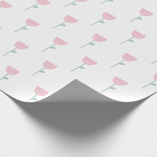 Roze Tulip Floral Minimalistisch Eenvoudig Cadeaupapier (Hoek)