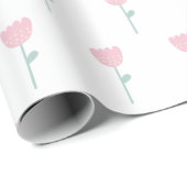 Roze Tulip Floral Minimalistisch Eenvoudig Cadeaupapier (Rol Hoek)