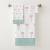 Roze Tulip Floral Minimalistisch Eenvoudig Meisjes Bad Handdoek (Insitu)