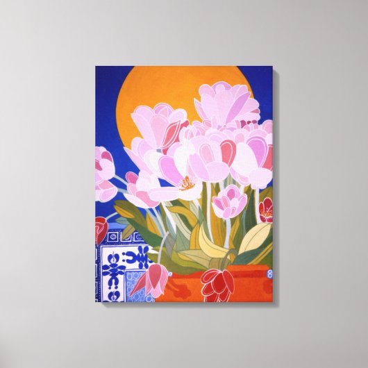 Roze Tulip Flowers Canvas Afdruk (Voorkant)