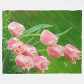 Roze Tulip Flowers Fleece Deken (Voorkant (Horizontaal))