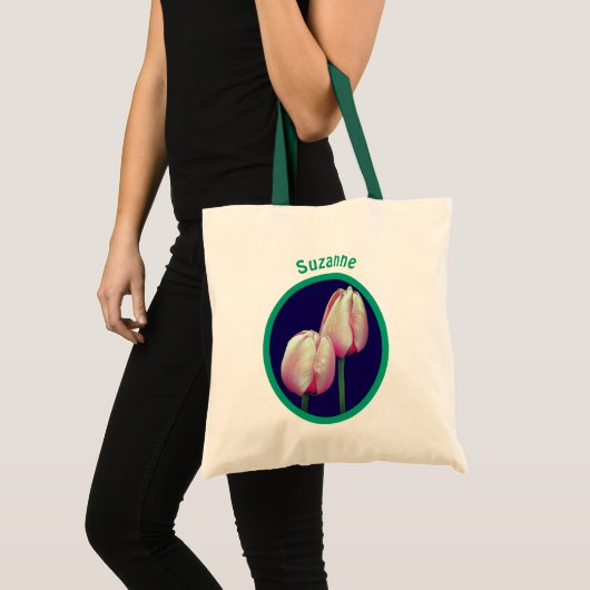 Roze Tulip Flowers, speciaal aangepast Tote Bag (Voorkant (product))