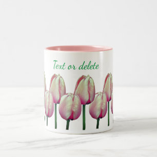 Roze Tulip Flowers, speciaal aangepast Tweekleurige Koffiemok