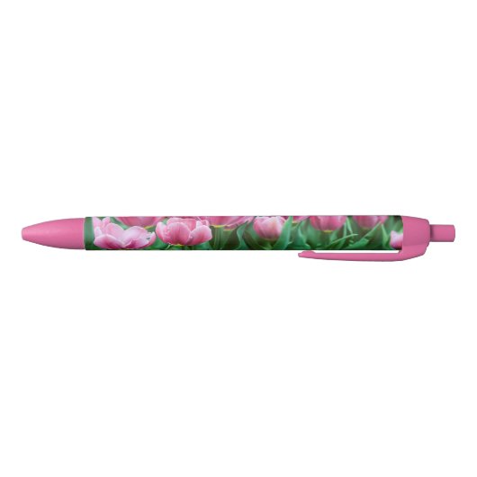 Roze Tulip Flowers Zwarte Inkt Pen (Bodem)