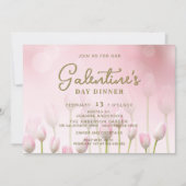 Roze Tulip Galentine's Dinner Brunch Party nodigt  Kaart (Voorkant)