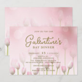 Roze Tulip Galentine's Dinner Brunch Party nodigt  Kaart (Voorkant / Achterkant)