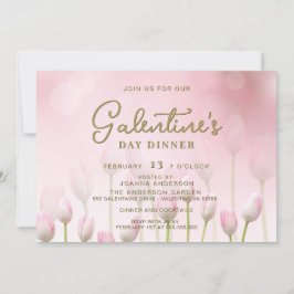 Roze Tulip Galentine's Dinner Brunch Party nodigt  Kaart