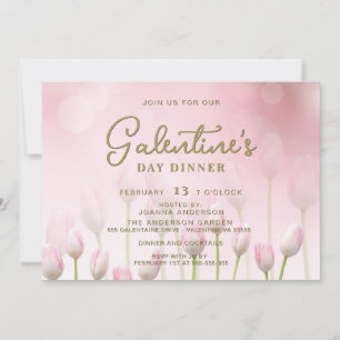 Roze Tulip Galentine's Dinner Brunch Party nodigt  Kaart
