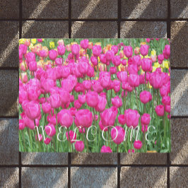 Roze Tulip Garden Floral Welkom Doormat Deurmat