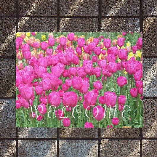 Roze Tulip Garden Floral Welkom Doormat Deurmat
