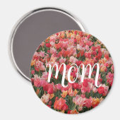 Roze Tulip Garden Mam Magnet (Voorkant / Achterkant)