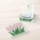 Roze Tulip Glass Onderzetter (Schuin)