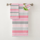Roze Tulip Grey Stripe Bathroom Towel sets Bad Handdoek (Insitu)
