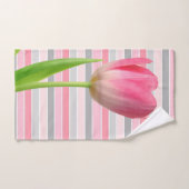 Roze Tulip Grey Stripe Bathroom Towel sets Bad Handdoek (Handdoek)