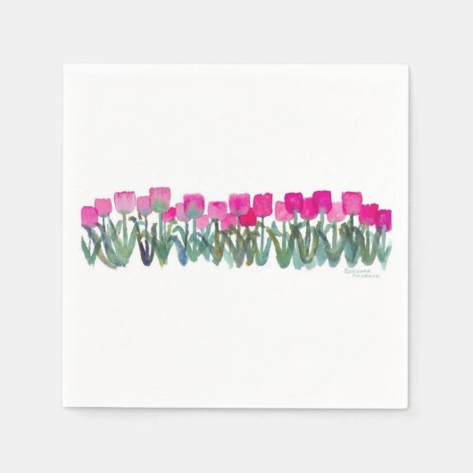 Roze Tulip Grove Cocktail Napkin Servet (Voorkant)
