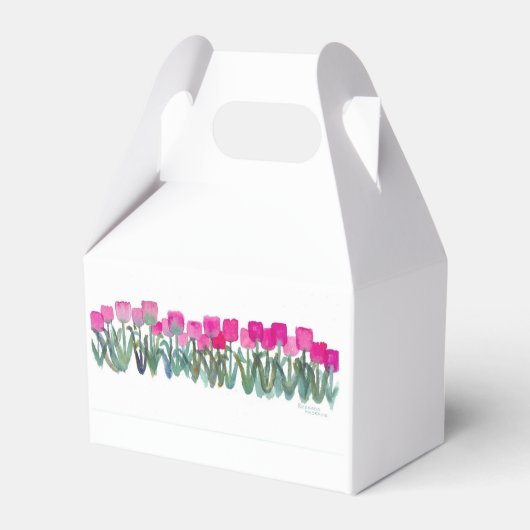 Roze Tulip Grove Favor Box Bedankdoosjes (Voorkant Zijde)