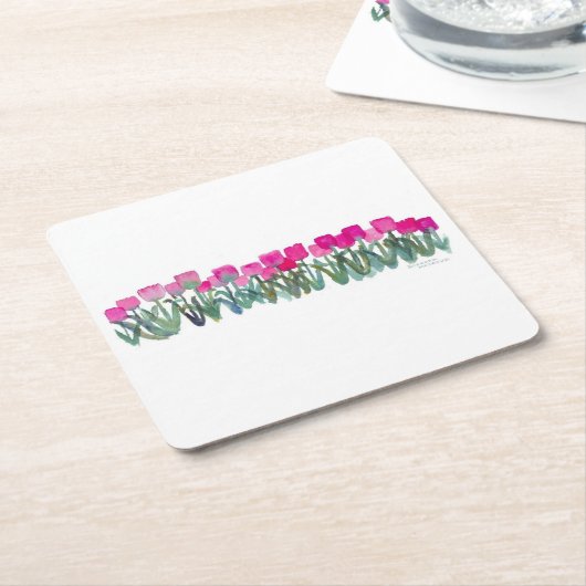 Roze Tulip Grove Papieren Onderzetters (Schuin)