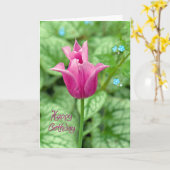 Roze Tulip Happy Birthday Kaart (Gele Bloem)