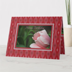 Roze Tulip Happy Birthday Wenskaart Kaart
