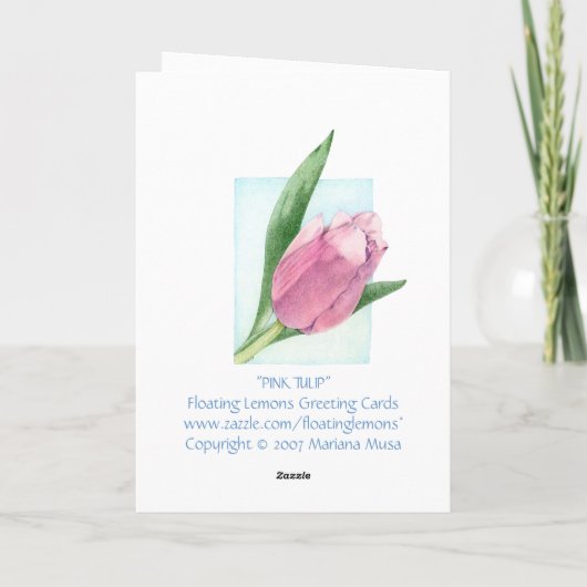 Roze Tulip Hartelijk dank Bedankkaart (Achterkant)