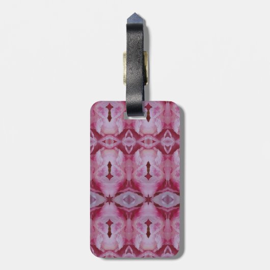 Roze Tulip Ikat 4 Bagagelabel (Achterkant verticaal)