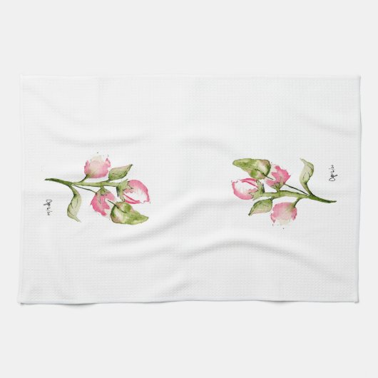 Roze Tulip Kitchen Towel of Casual Dinner Napkin Theedoek (Horizontaal)