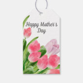 Roze Tulip Moederdag Cadeaulabel (Voorkant)