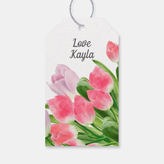 Roze Tulip Moederdag Cadeaulabel (Achterkant)