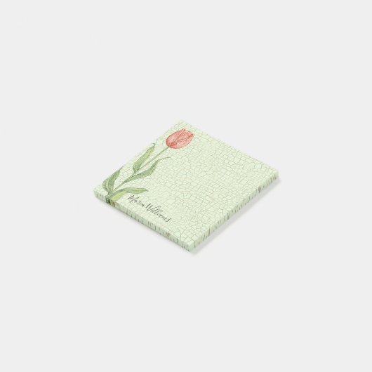 Roze Tulip Naam 3x3 toevoegen Post-it® Notes (Schuin)