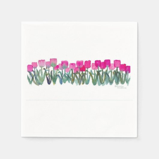 Roze Tulip Napkins Servet (Voorkant)
