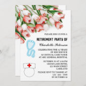 Roze Tulip Neurse Retirement Party Kaart (Voorkant / Achterkant)