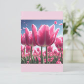 Roze Tulip Note Kaart (Staand voorkant)