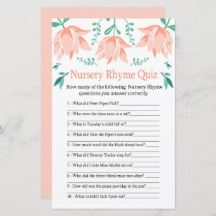 Roze Tulip Nursery Rhyme Quiz baby shower game