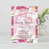 Roze Tulip Pattern Afstuderen Kaart (Staand voorkant)