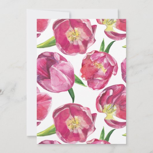 Roze Tulip Pattern Afstuderen Kaart (Achterkant)