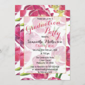Roze Tulip Pattern Afstuderen Kaart (Voorkant / Achterkant)