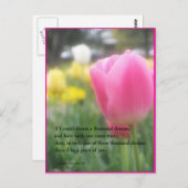 Roze Tulip Poem Briefkaart A Duizenden dromen (Voorkant / Achterkant)