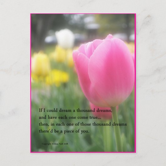 Roze Tulip Poem Briefkaart A Duizenden dromen (Voorkant)
