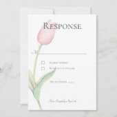 Roze Tulip Solo Wedding Response Kaart (Voorkant)