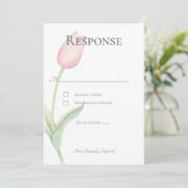 Roze Tulip Solo Wedding Response Kaart (Staand voorkant)