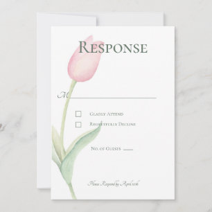 Roze Tulip Solo Wedding Response Kaart