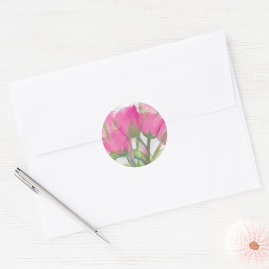 Roze Tulip Sticker (Envelop)
