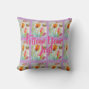 Roze Tulip Tulips Floral Waterverf Paars Cushion Kussen