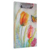 Roze Tulip Tulips Floral Waterverf Womans Name Klembord (Rechts)