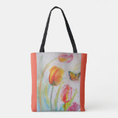 Roze Tulip Tulips Floral Waterverf Womans Name Tote Bag (Achterkant)