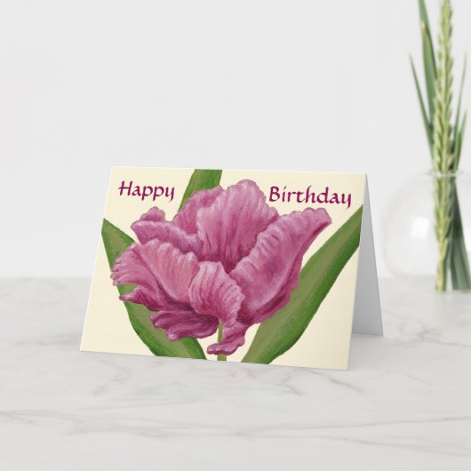 Roze Tulip verjaardagskaart Kaart (Voorkant)