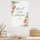 Roze Tulip Vrijgezellenfeest Welkomstteken Poster (Keuken)