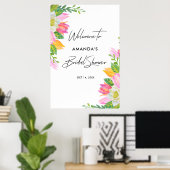 Roze Tulip Vrijgezellenfeest Welkomstteken Poster (Thuiskantoor)